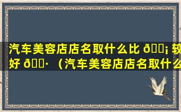 汽车美容店店名取什么比 🐡 较好 🌷 （汽车美容店店名取什么比较好听点）